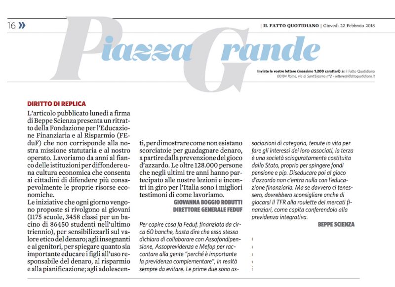 Lettera della Feduf e replica di Beppe Scienza